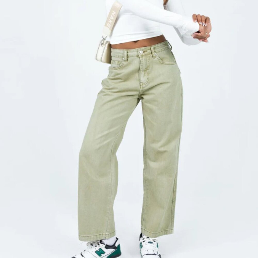 Princess Polly Poseidon Slouch Jean in Green Size 4